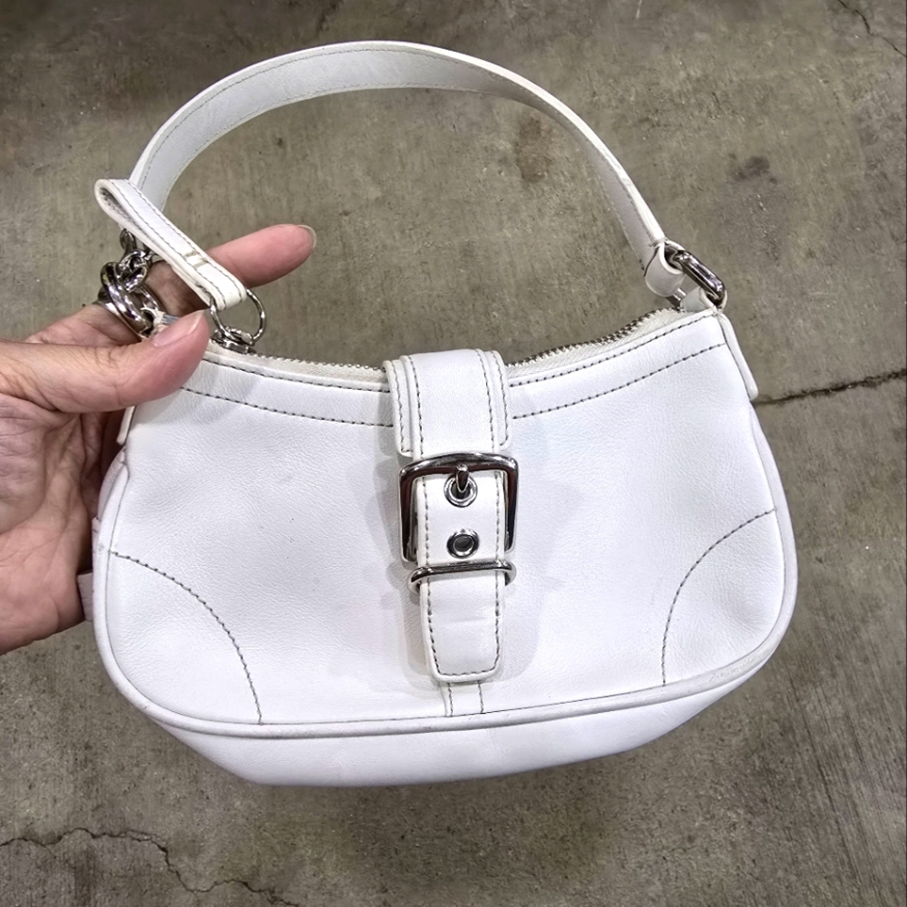 Vintage Coach Baguette 90s Y2k Mini Bag Purse Eggshell White